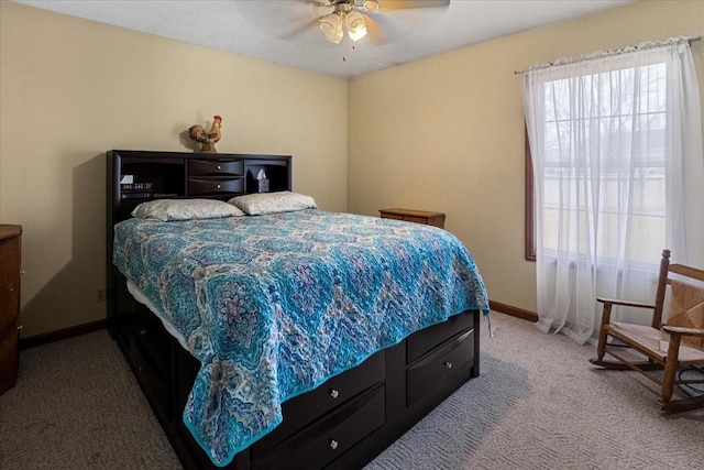 bedroom with carpet floors and ceiling fan