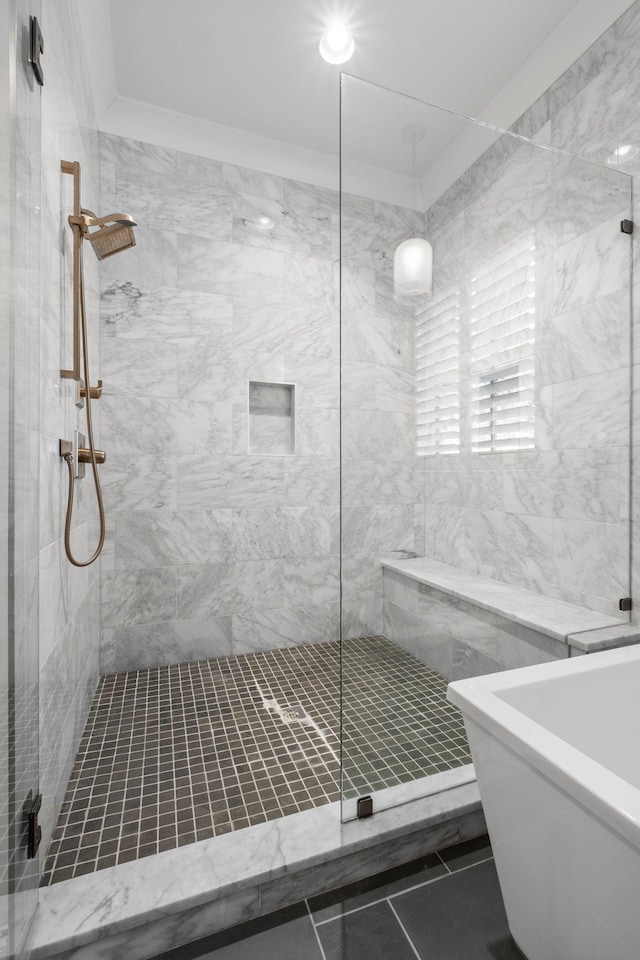 bathroom with plus walk in shower