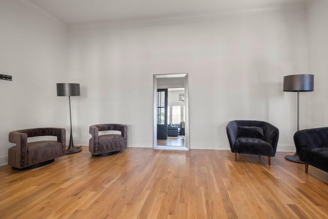 living area with light wood-type flooring