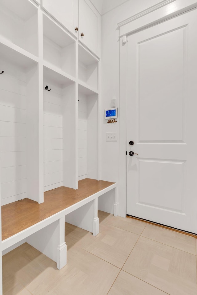 mudroom featuring tile patterned floors