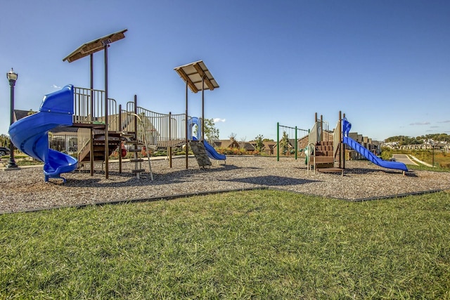 view of play area with a yard