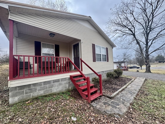 view of front facade featuring covered porch