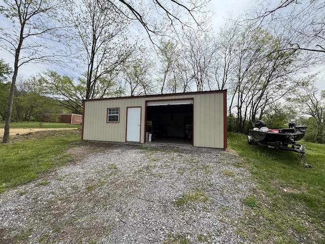 view of detached garage