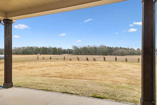 view of yard with a rural view