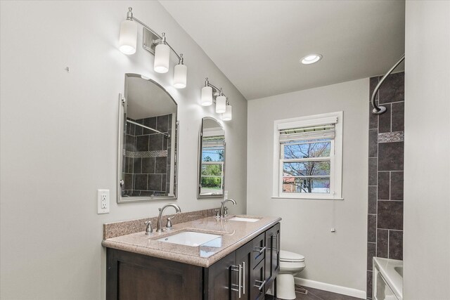 515 E 4th St, Cookeville, TN 38501 - full bath featuring double vanity, bathing tub / shower combination, and recessed lighting