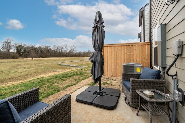 view of patio / terrace featuring central AC unit