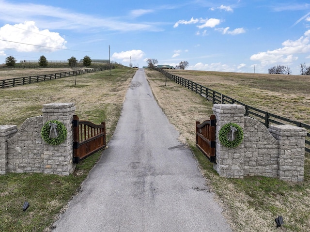 view of street featuring a rural view