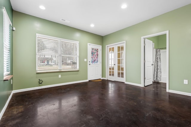 foyer featuring french doors