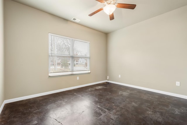 unfurnished room featuring ceiling fan