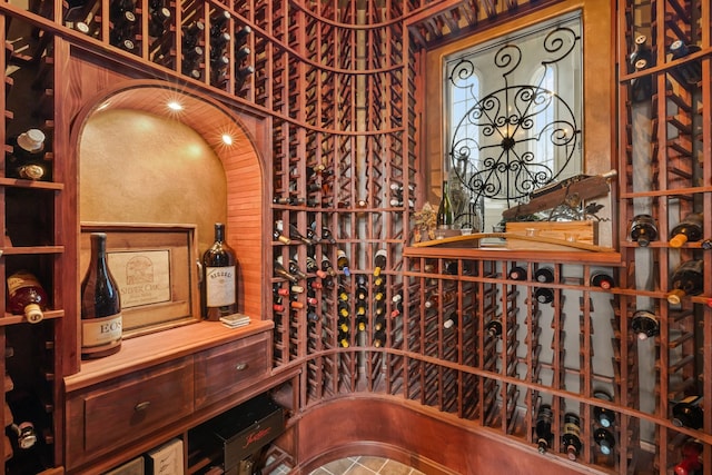 view of wine cellar