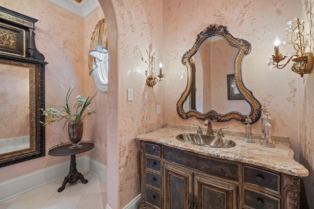 bathroom featuring tile patterned flooring and vanity