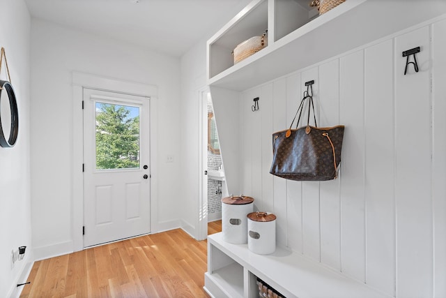 mudroom featuring light hardwood / wood-style flooring