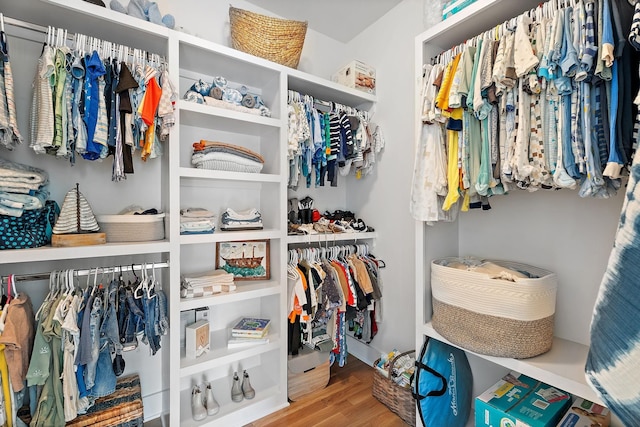 spacious closet featuring hardwood / wood-style flooring