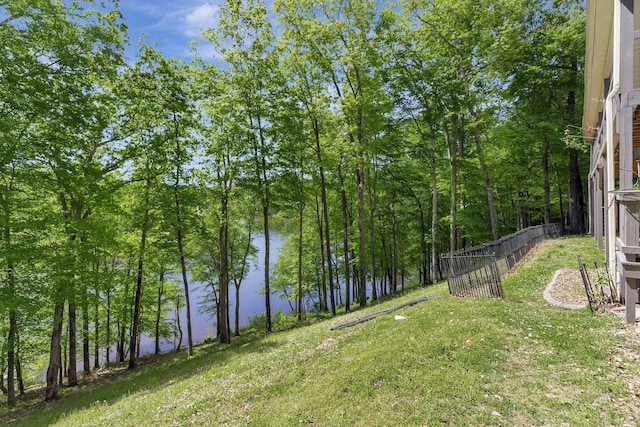 view of yard featuring a water view