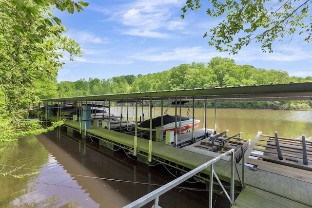 view of dock featuring a water view