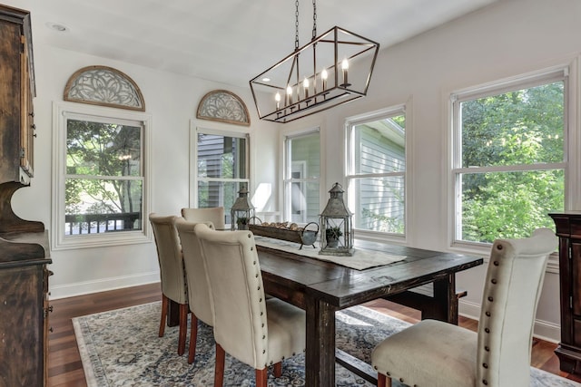 dining space featuring dark hardwood / wood-style floors