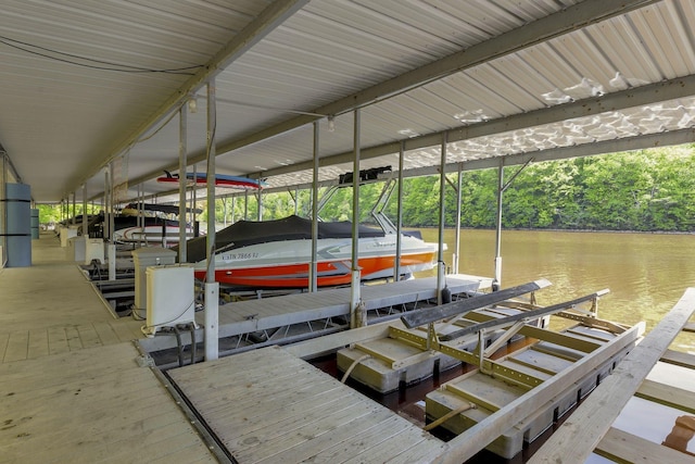 view of dock featuring a water view