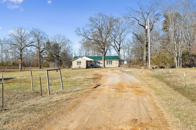 view of street with a rural view