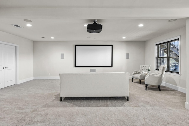 view of carpeted cinema room