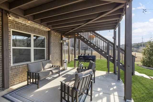 view of patio / terrace with an outdoor living space