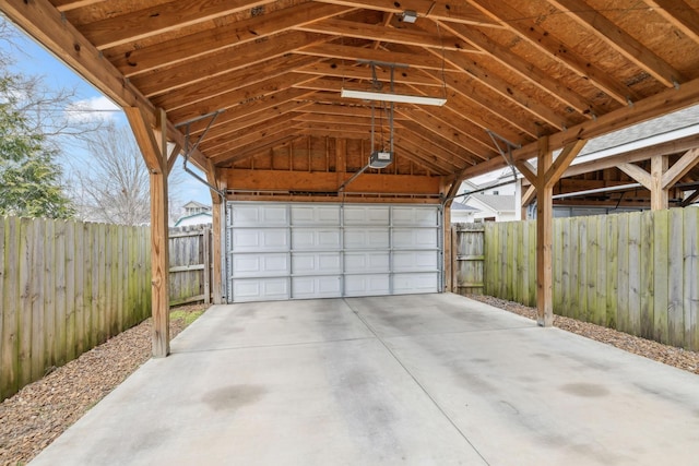 garage with a garage door opener