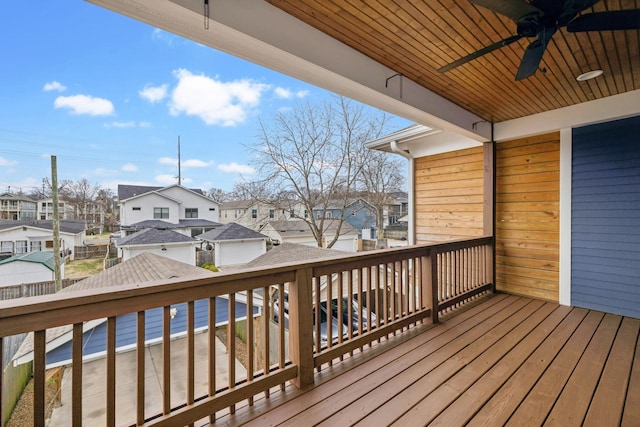 wooden deck with ceiling fan