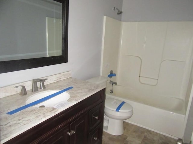 full bathroom featuring vanity, shower / bathtub combination, and toilet