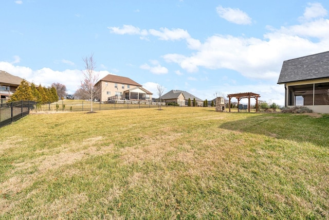 view of yard with a pergola