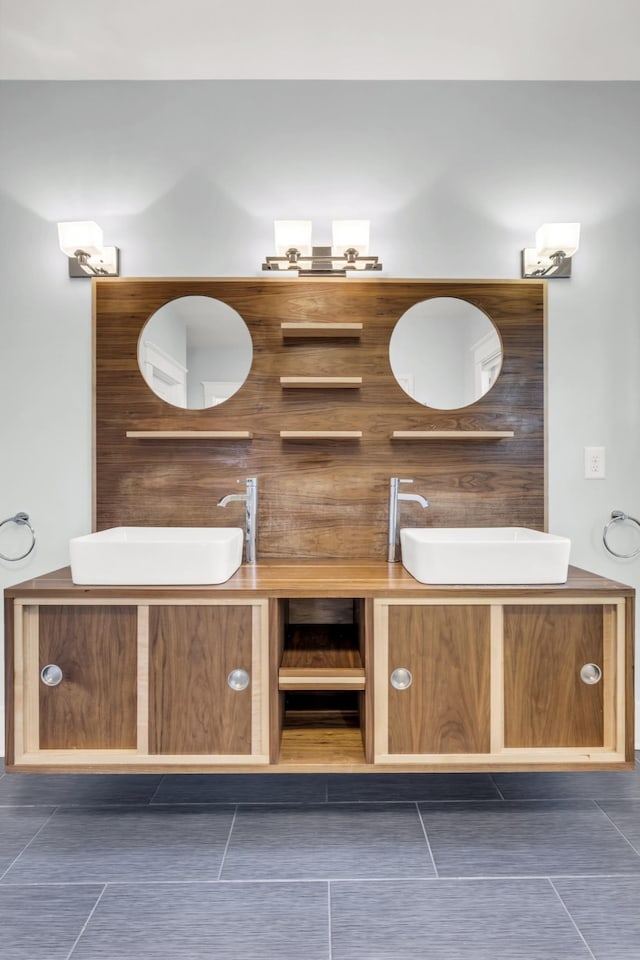 bathroom featuring vanity and tile patterned floors