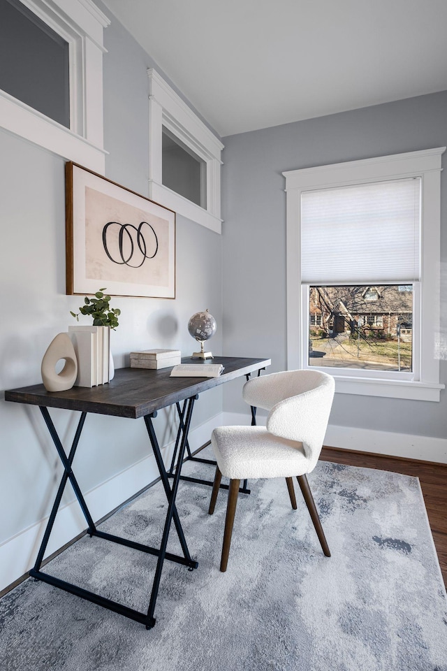 office area featuring hardwood / wood-style flooring