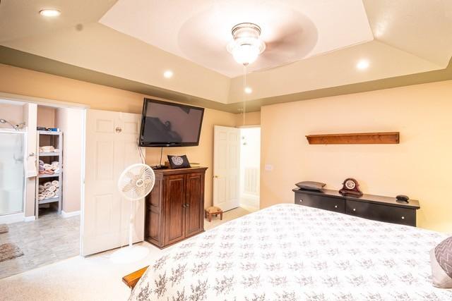 bedroom with a raised ceiling