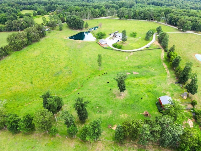 birds eye view of property with a rural view