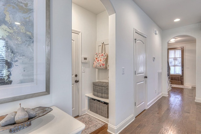 hall featuring dark hardwood / wood-style floors