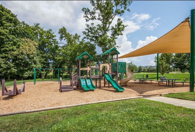 view of play area with a yard