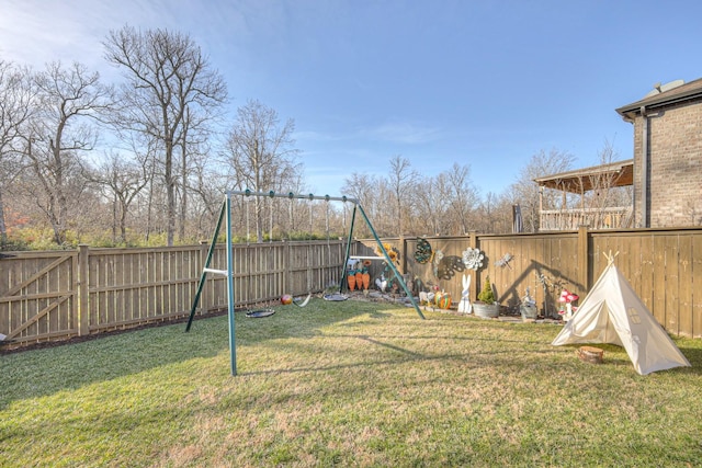 view of yard with a playground