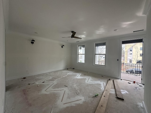 spare room with ceiling fan