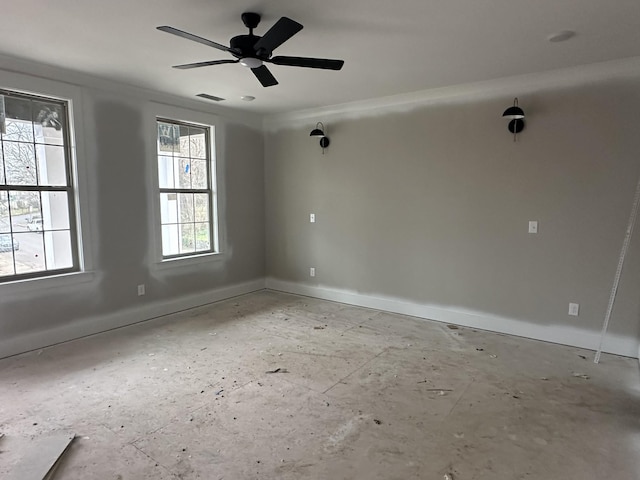 spare room featuring ceiling fan