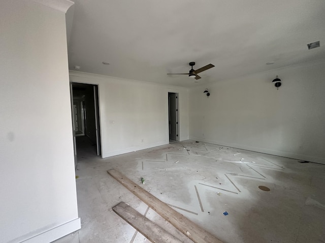 spare room featuring ceiling fan