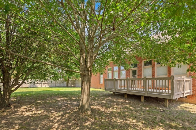 view of yard with a deck