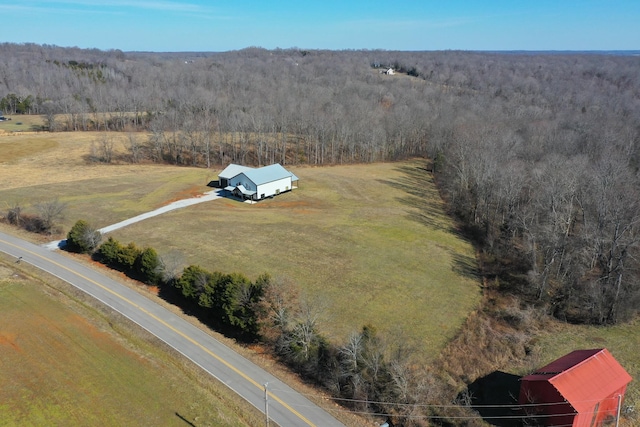 birds eye view of property featuring a rural view