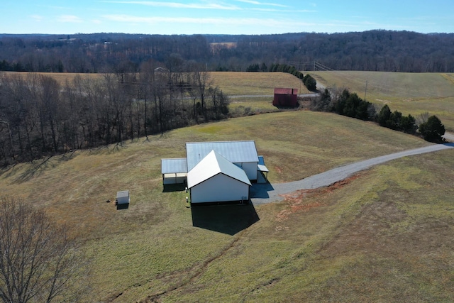 aerial view with a rural view