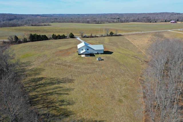 birds eye view of property featuring a rural view