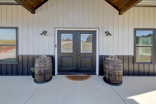 doorway to property featuring french doors