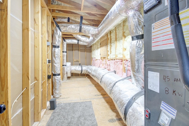 basement featuring heating unit