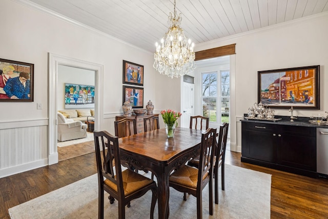 2111 Hoovers Rd, Duck River, TN 38454 - dining room with crown molding and dark hardwood / wood-style floors