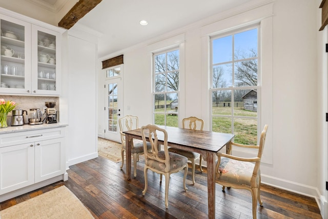 2111 Hoovers Rd, Duck River, TN 38454 - dining area with crown molding and dark wood-type flooring