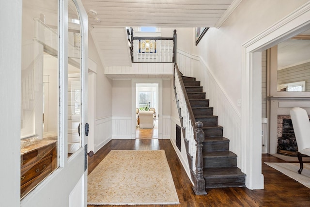 2111 Hoovers Rd, Duck River, TN 38454 - foyer entrance featuring dark wood-type flooring and wooden ceiling
