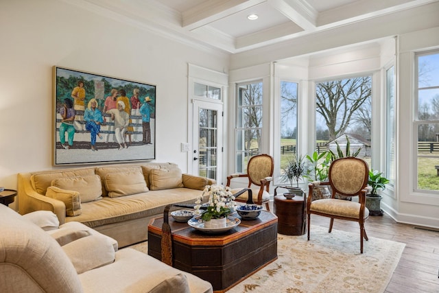 2111 Hoovers Rd, Duck River, TN 38454 - sunroom with beamed ceiling and coffered ceiling