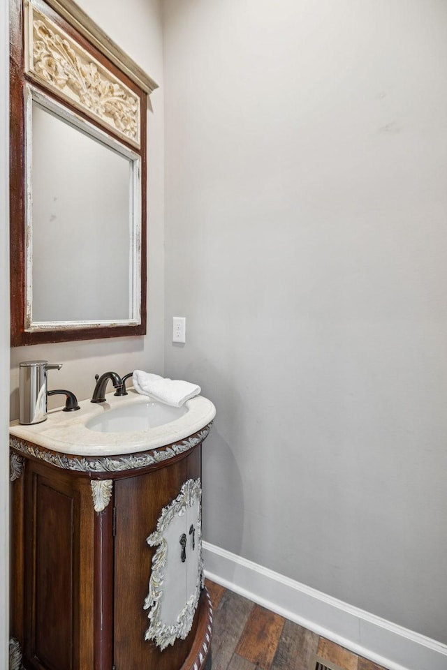 2111 Hoovers Rd, Duck River, TN 38454 - bathroom with vanity and hardwood / wood-style floors