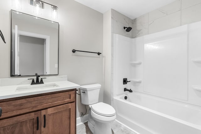 full bathroom featuring vanity, shower / bathtub combination, and toilet